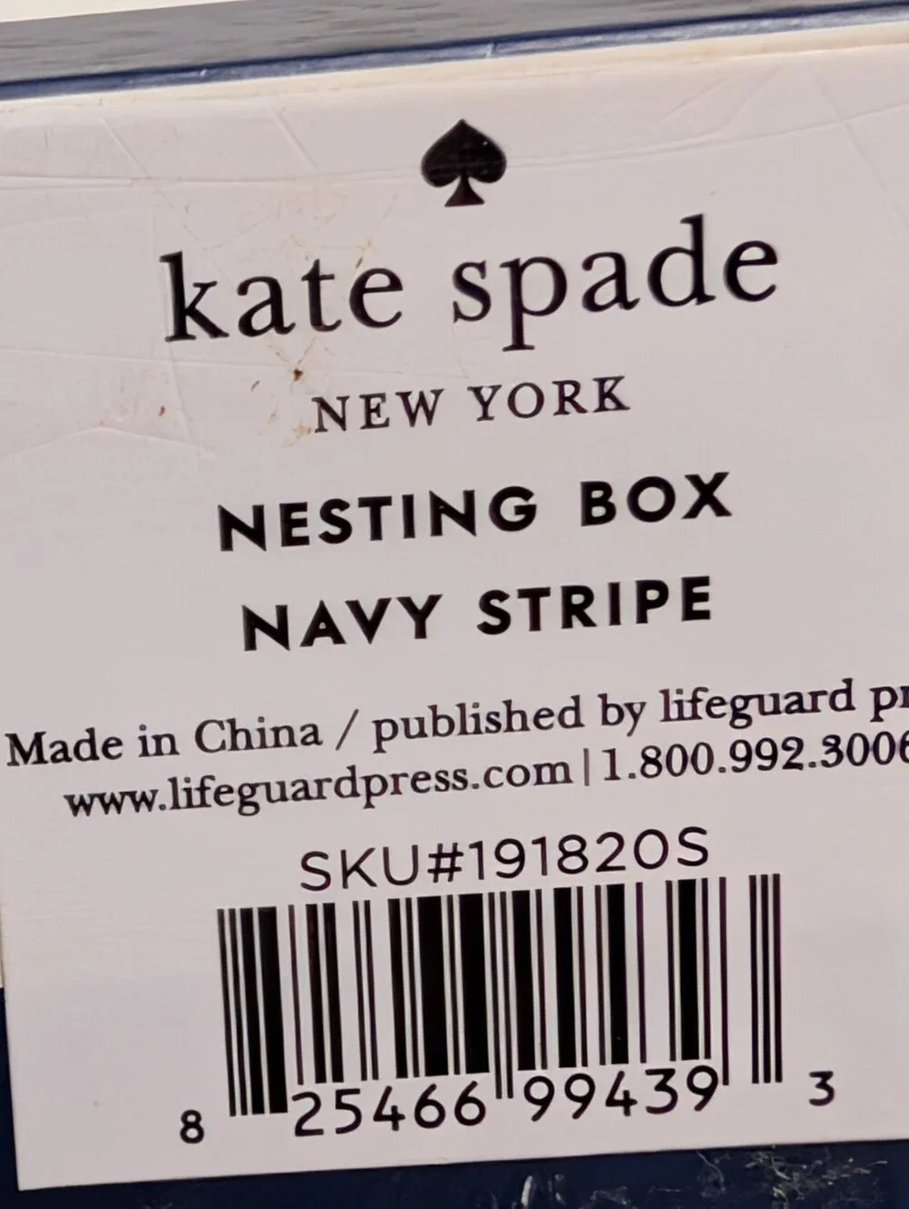 Kate Spade New York Navy Stripe Nesting Storage Box Gold Accent